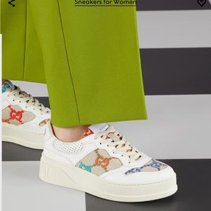 Gucci Women’s White Leather, multicolor Sneakers Size 9.5